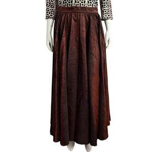 Bonnie Strauss Vintage Brown Taffeta Maxi Skirt